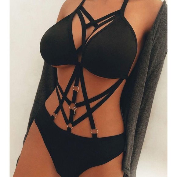 BRAND NEW Sexy Cross Straps DeepV Push Up Lingerie - Picture 2 of 4